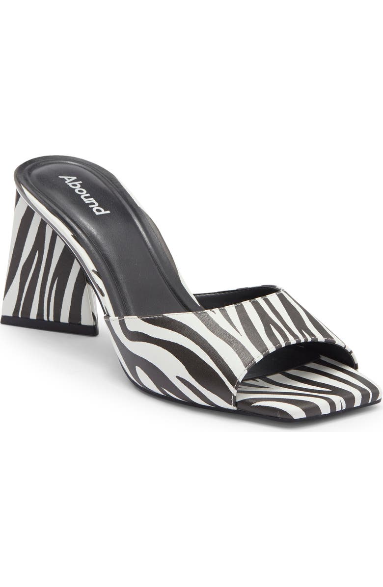 Abound Murphy Triangle Heel Mule Sandal, Main, color, Black White Zebra