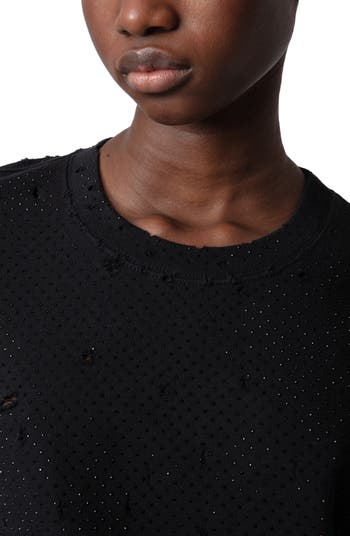 Zadig & Voltaire Edmond Destroy Strass Oversize Cotton T