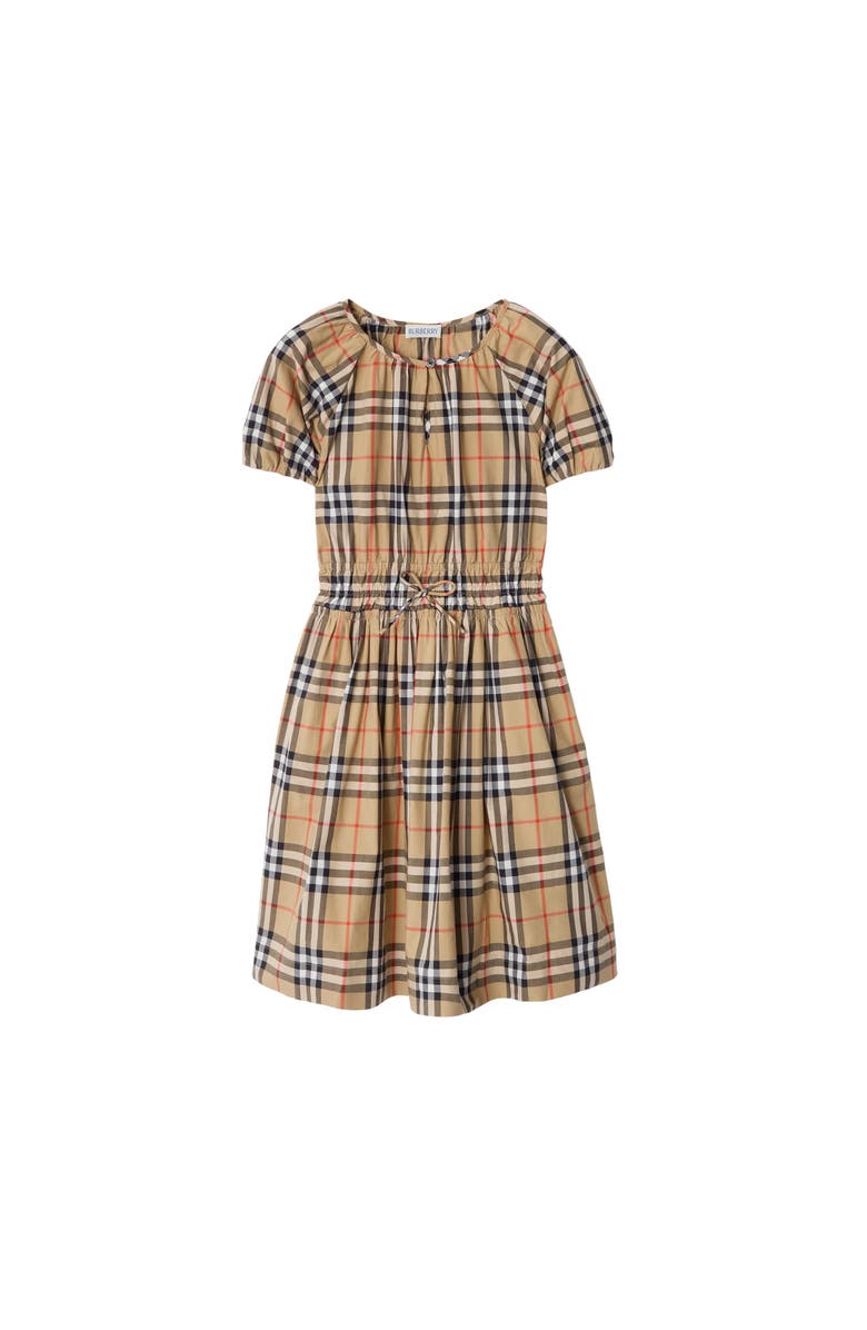 Burberry Check Cotton Dress, Main, color, Sand Beige