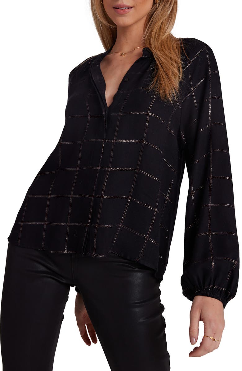 Bella Dahl Metallic Windowpane Plaid Shirt, Main, color, 