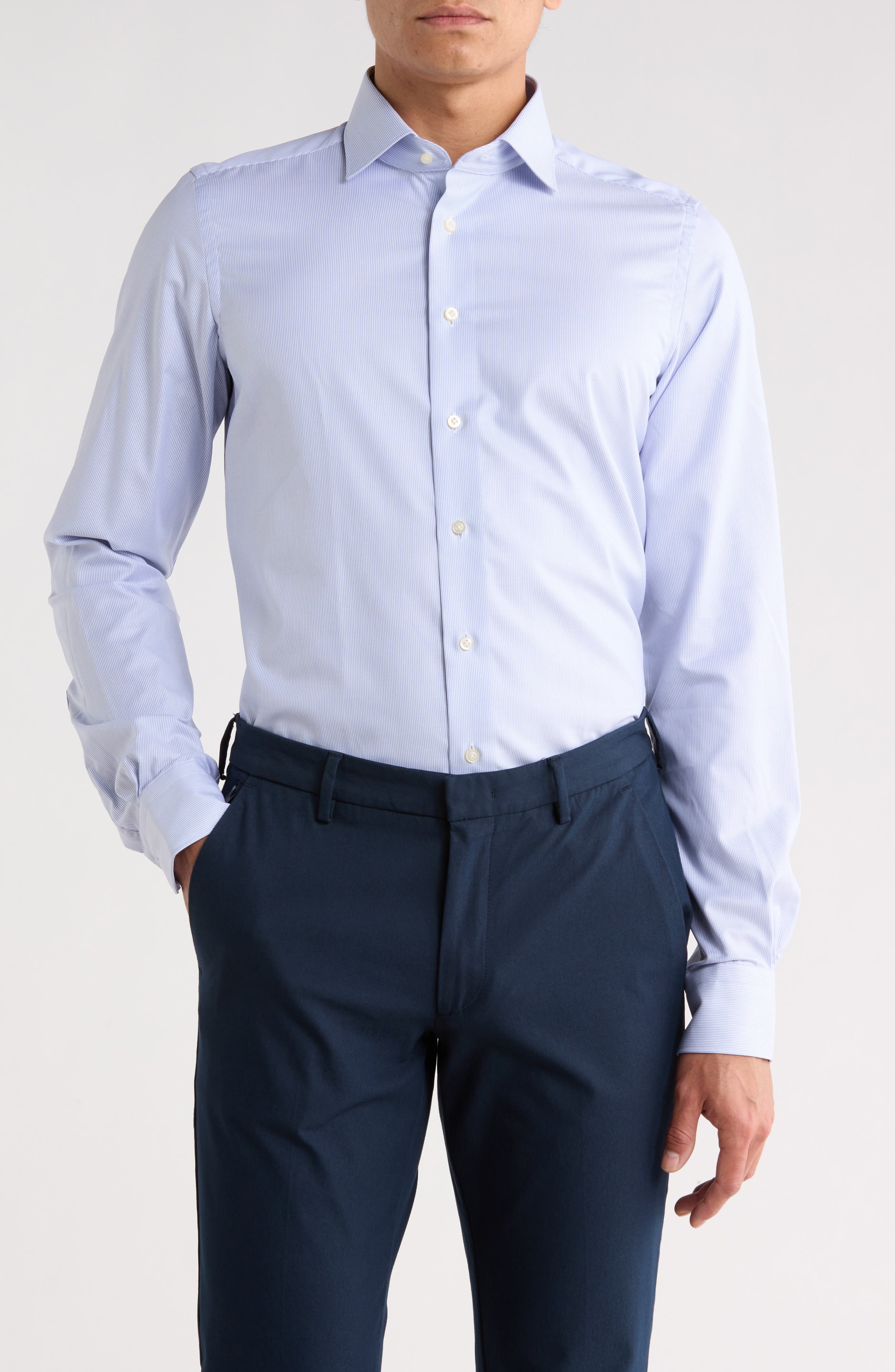 Emanuel Berg Traveller Stripe Modern Fit Dress Shirt