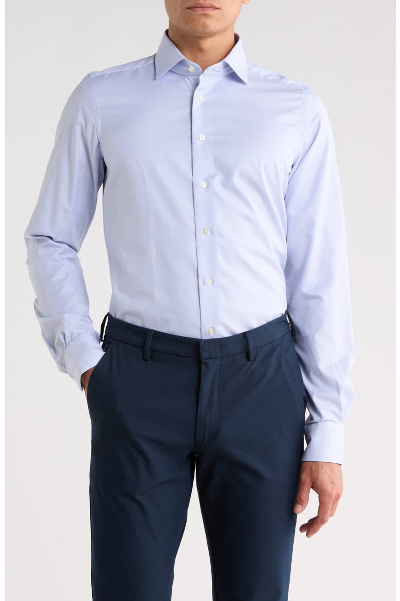 Traveller Stripe Modern Fit Dress Shirt, Main, color, BRIGHT BLUE