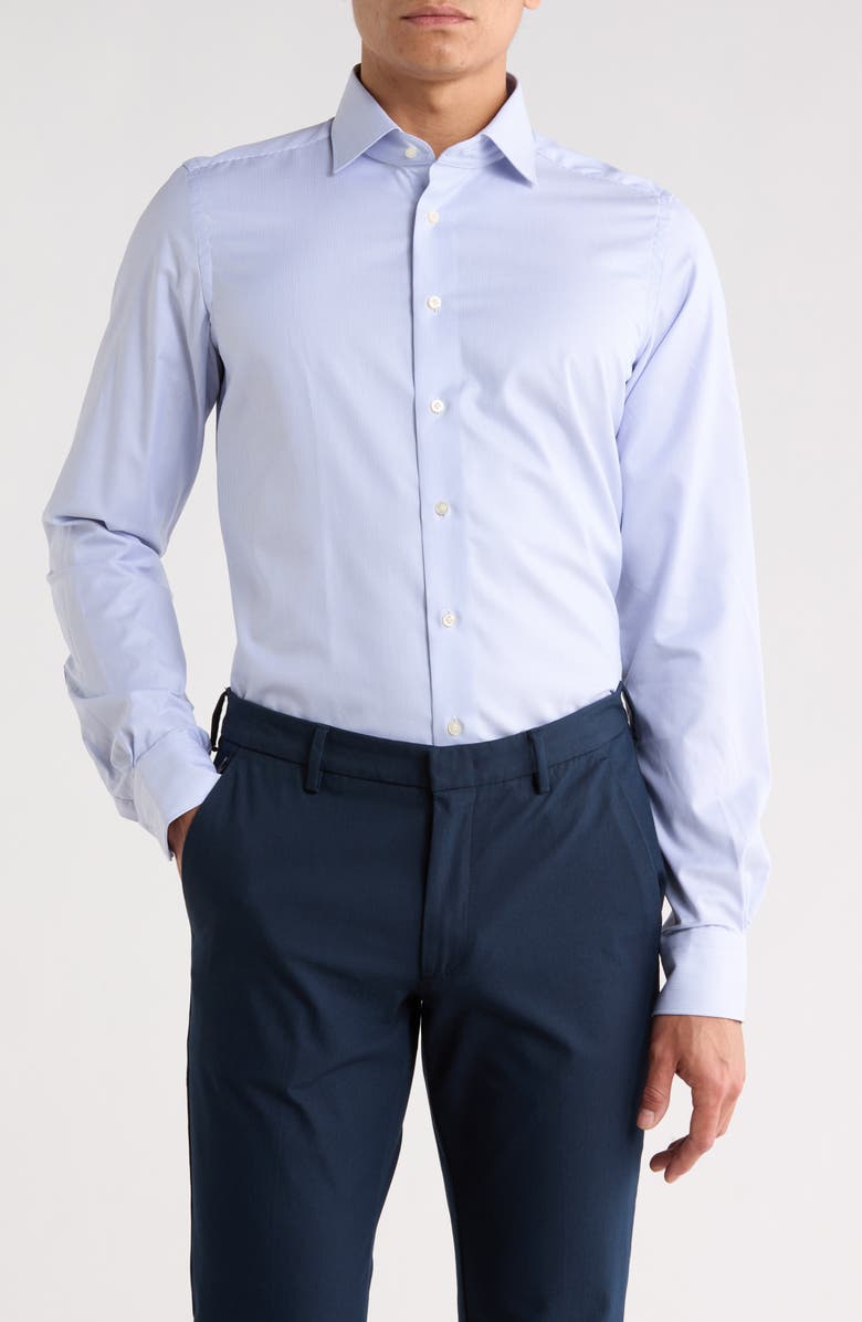 Emanuel Berg Traveller Stripe Modern Fit Dress Shirt, Main, color, Bright Blue