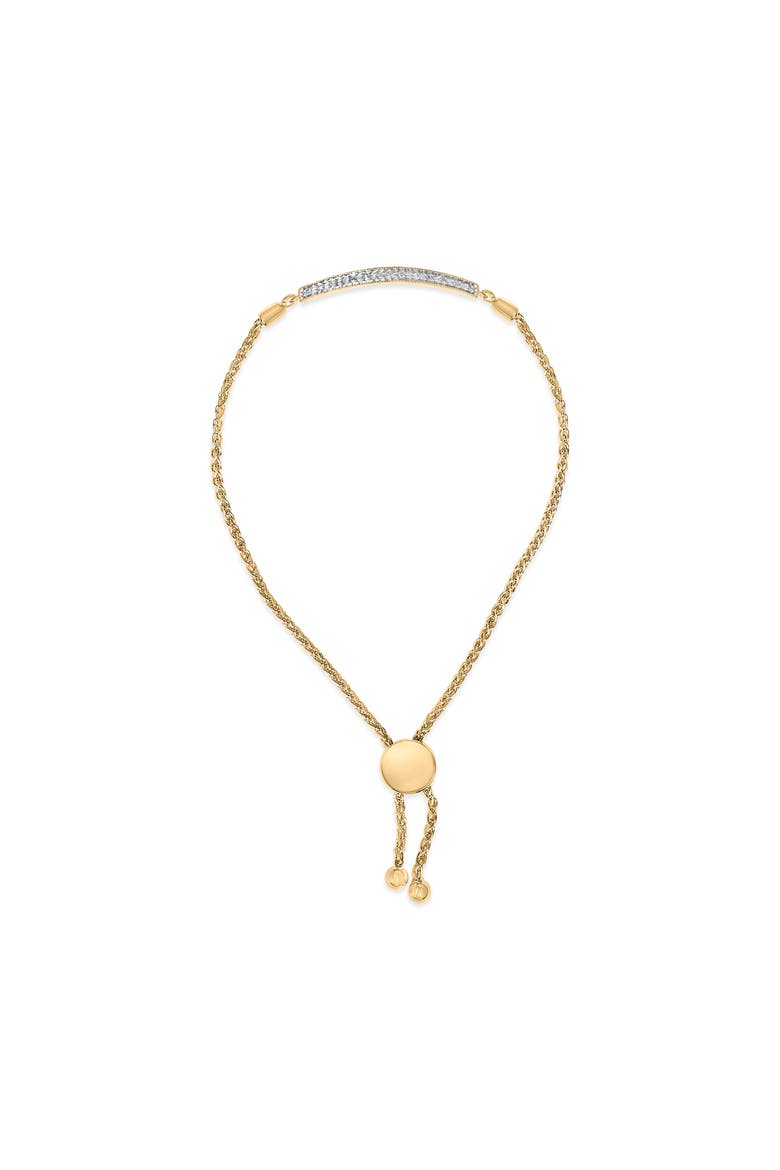 Gold Vermeil Diamond Accent Bar Lariat Bolo Bracelet, Main, color, Silver