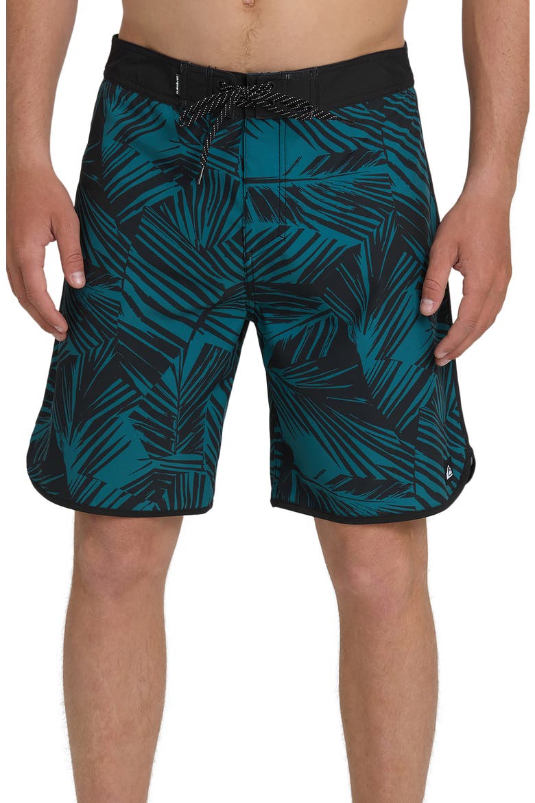 Aruba Palm 19" Board Shorts, Main, color, BLACK.