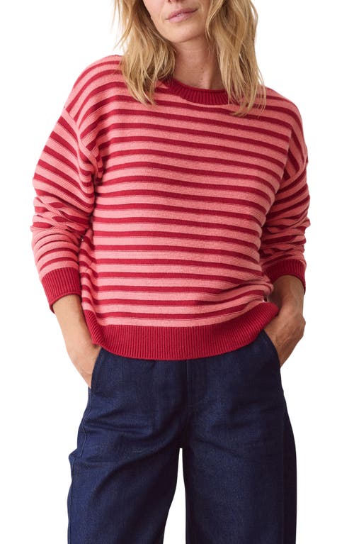 Marine Layer Suki Striped Crewneck Sweater In Dusk Rose Stripe