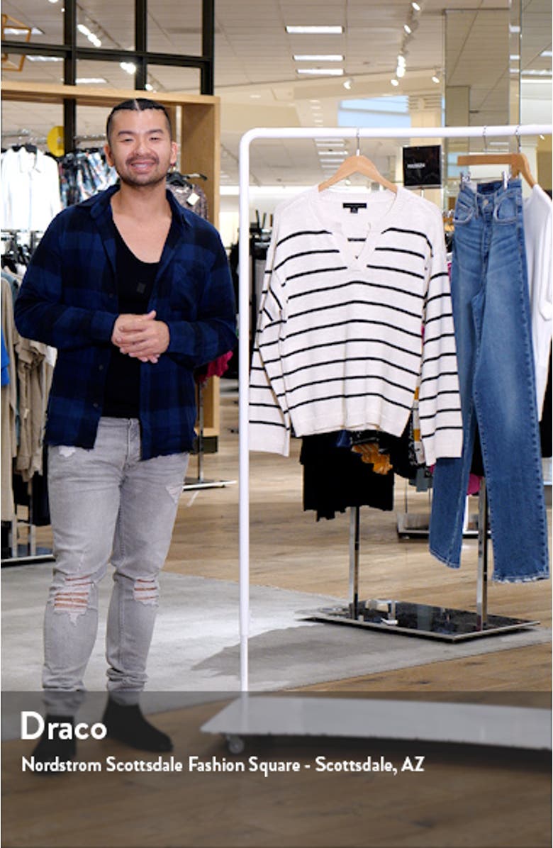 Chill Vibes Stripe Cotton V-Neck Sweater, sales video thumbnail