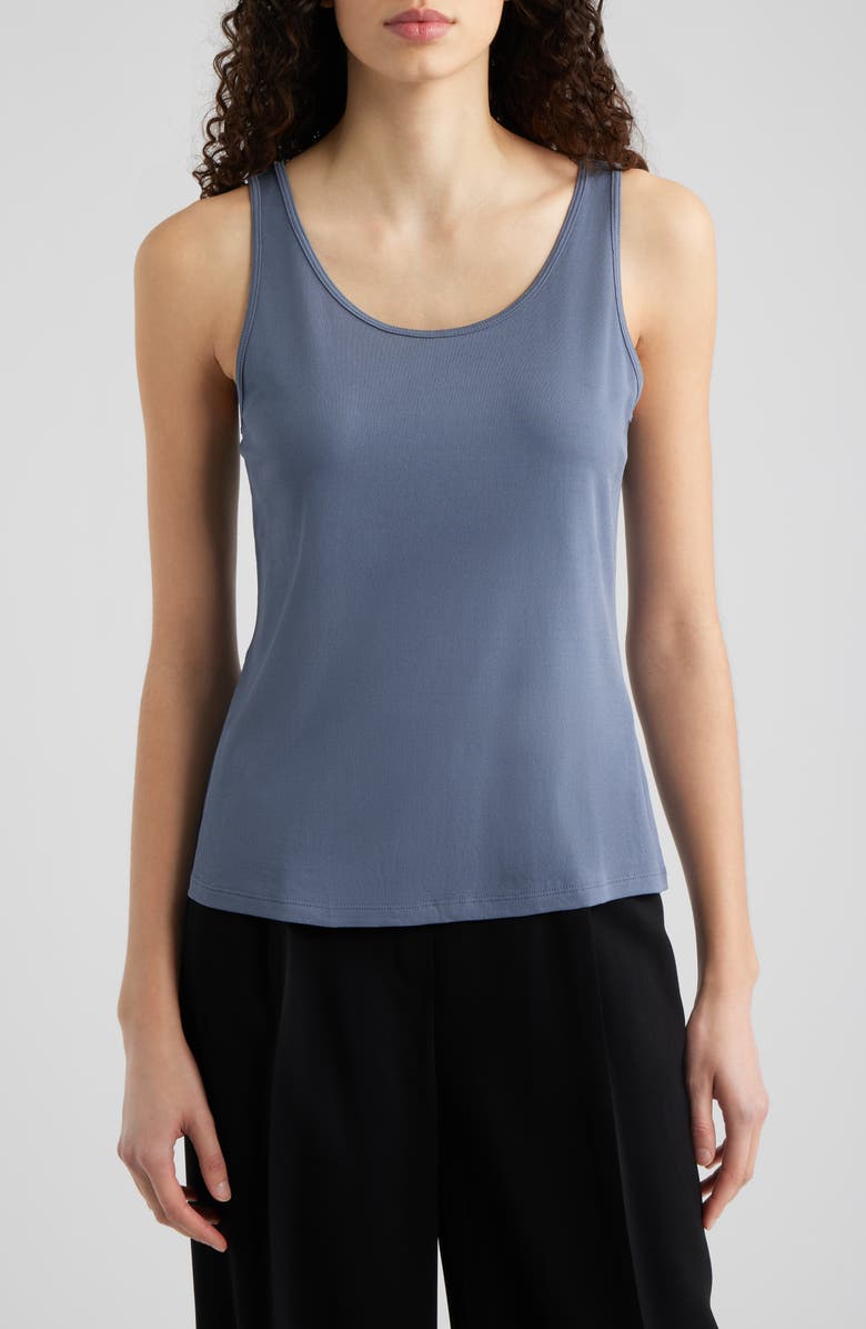 Eileen Fisher Slim Fit Scoop Neck Silk Tank, Main, color, Flint
