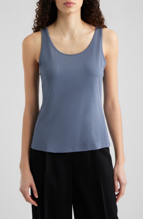 Slim Fit Scoop Neck Silk Tank