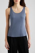 Eileen Fisher Slim Fit Scoop Neck Silk Tank