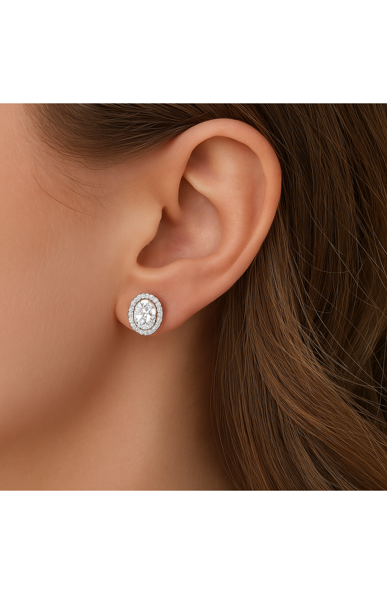 Donatello Gian Sterling Silver Oval Halo Earrings, Alternate, color, Silver