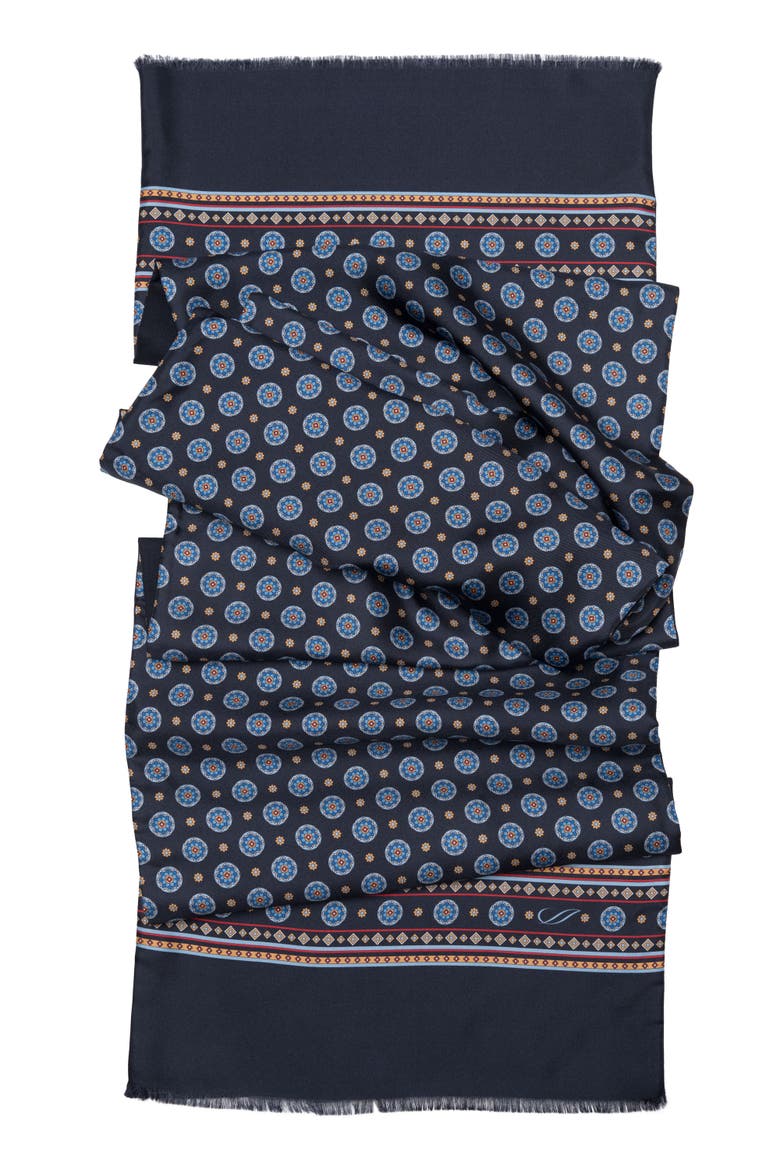 Palatino - Wool Backed Silk Scarf for Men, Alternate, color, Navy and Blue