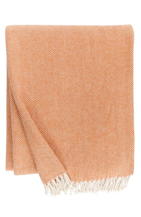 Celine Fringed Herringbone Cotton Throw