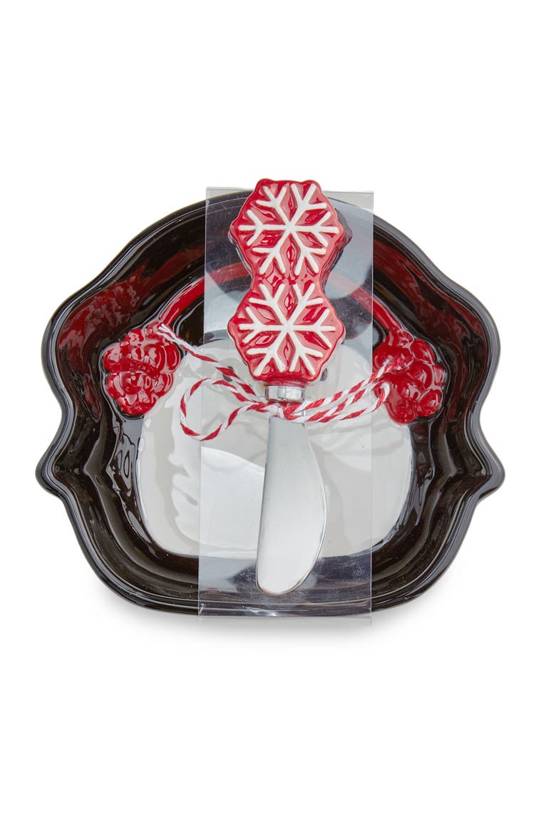 Christmas Penguin Bowl & Snowflake Spreader Set Multi Earthenware 21 oz, Alternate, color, Black
