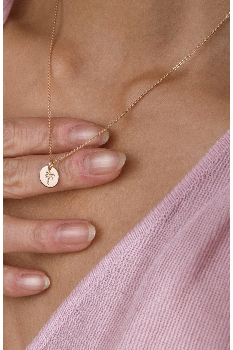 Palm Tree Disc Necklace, Alternate, color, Silver