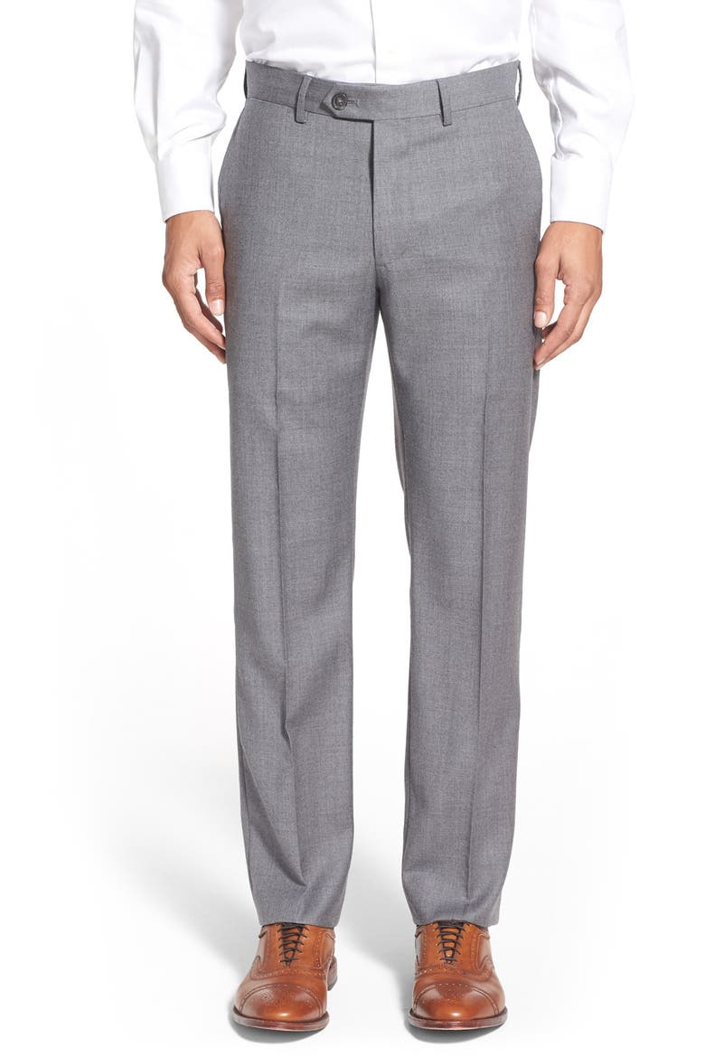 Creased Wool Chinos, Main, color, GREY CLOUDY HEATHER