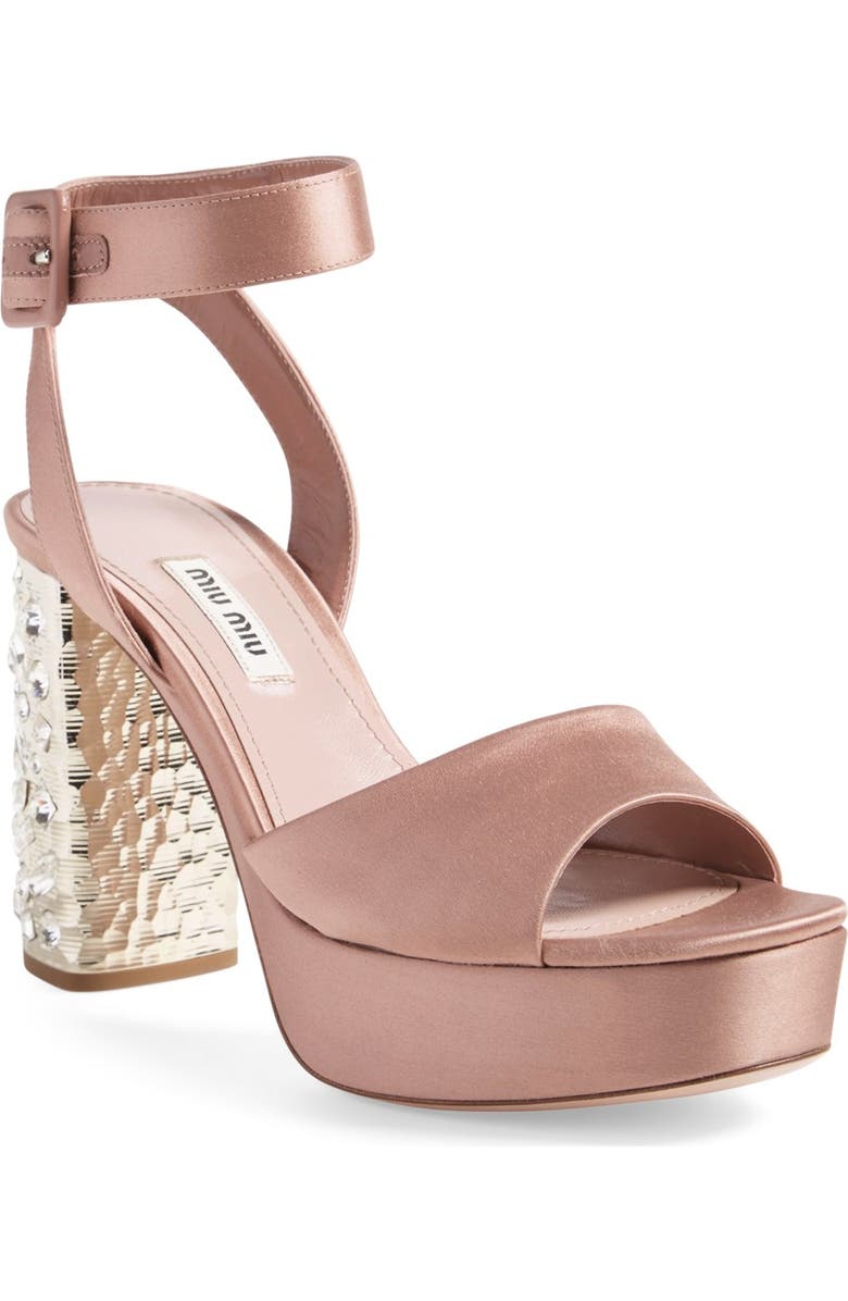 Miu Miu Studded Block Heel Platform Sandal, Main, color,