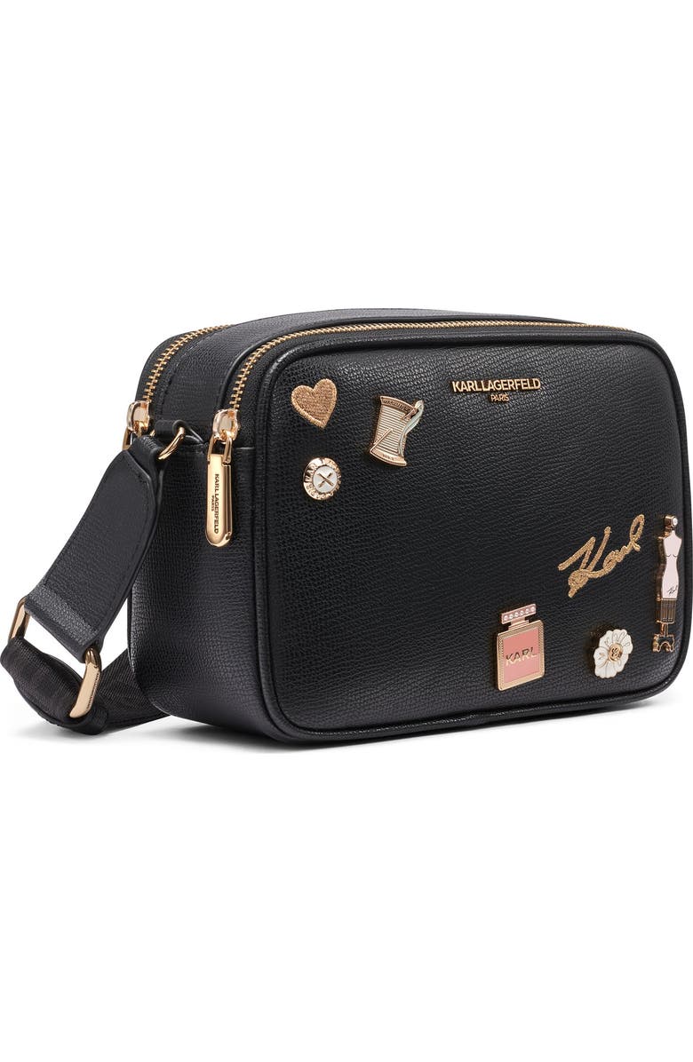 KARL LAGERFELD PARIS Maybelle East/WestCrossbody, Alternate, color, Black/Gold
