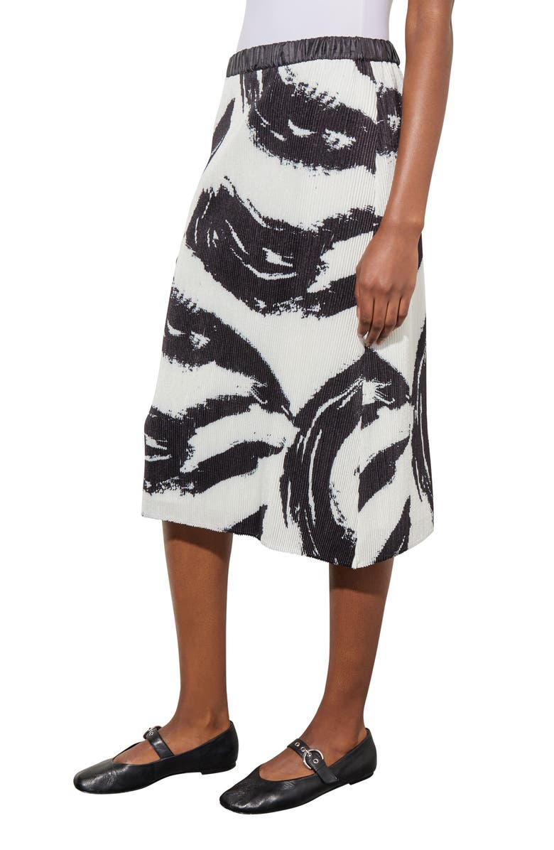 Ming Wang Pattern Rib Skirt, Alternate, color, Black/ White