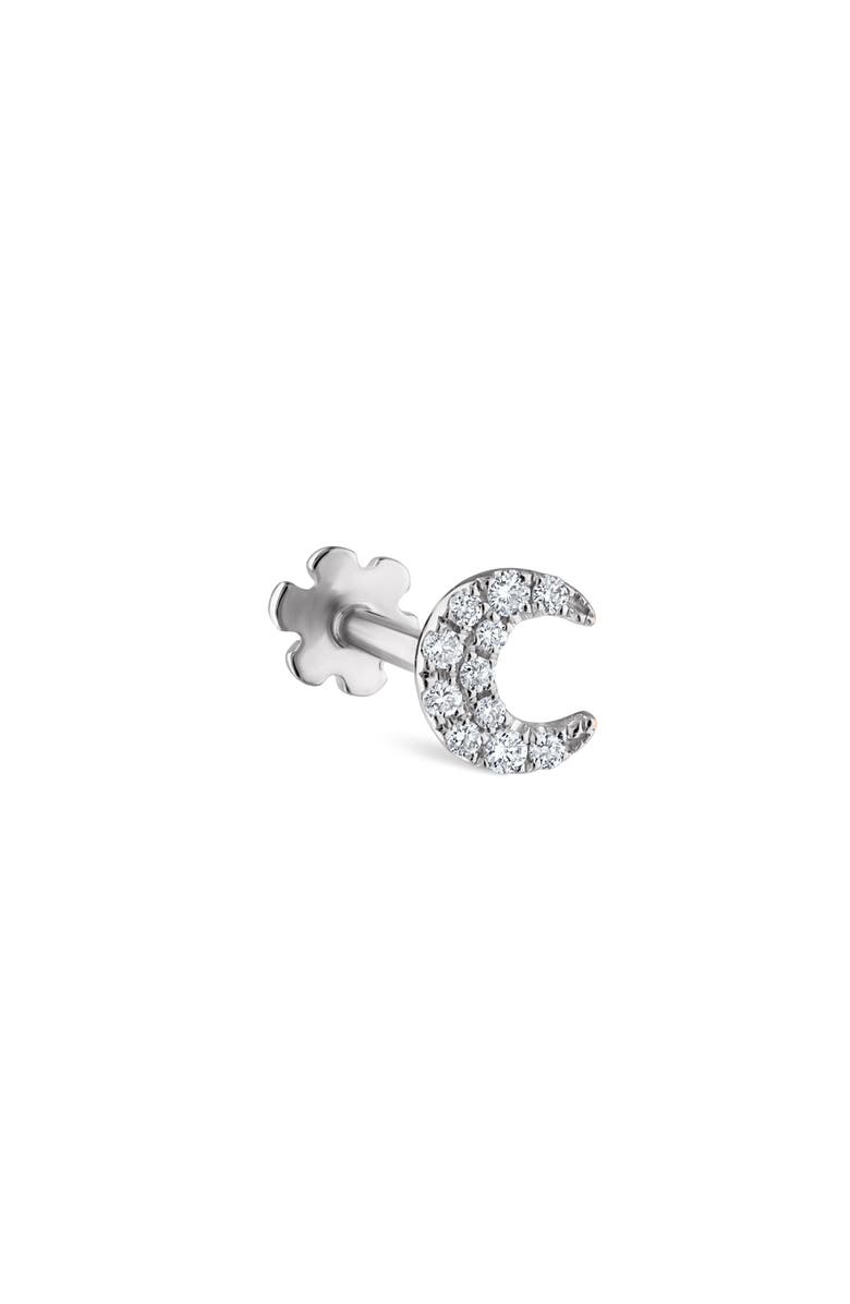 MARIA TASH Diamond Moon Threaded Stud Earring, Main, color, White Gold