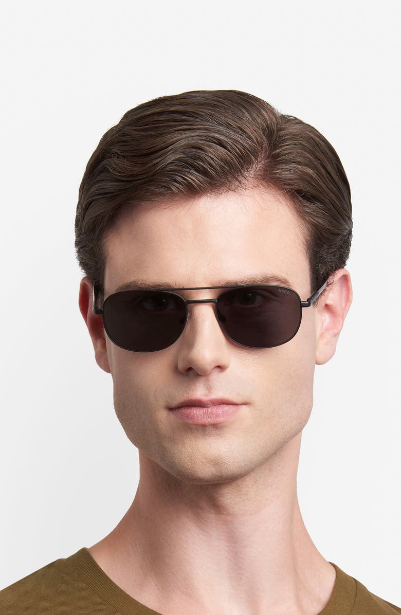 BOSS 56mm Navigator Sunglasses, Alternate, color, Matte Black/ Grey