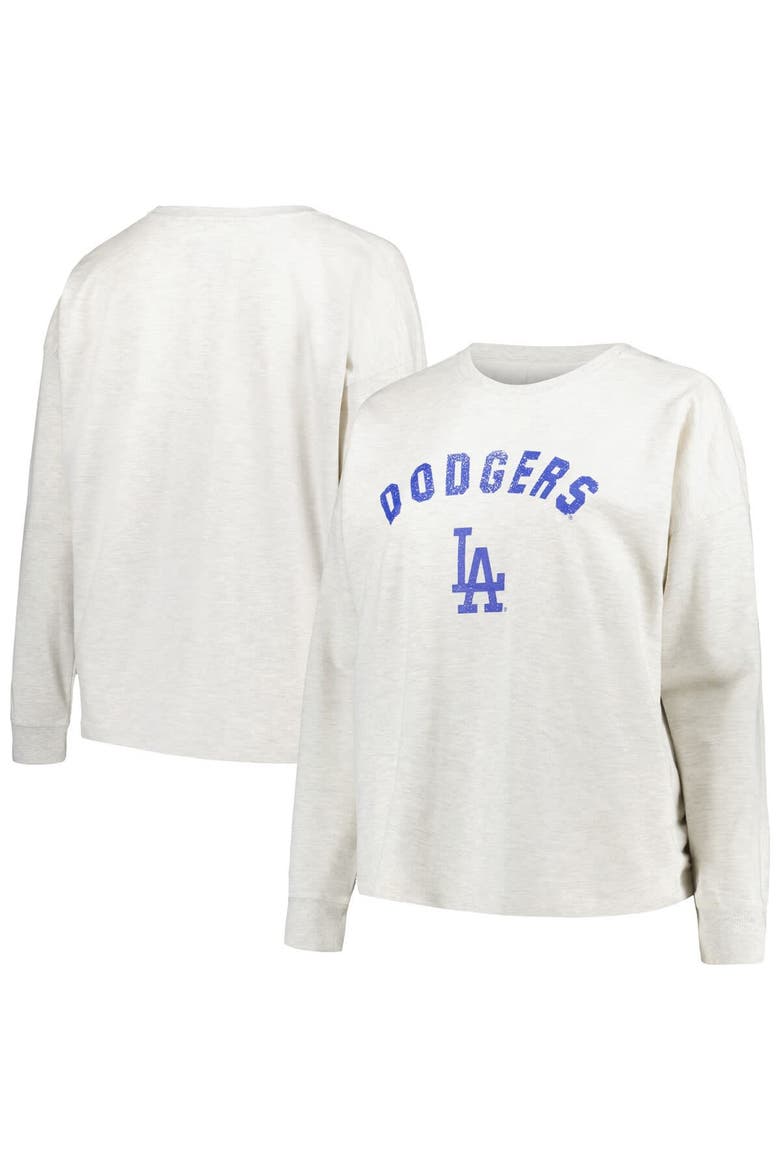 Women's Profile Oatmeal Los Angeles Dodgers Plus Size French Terry Pullover Sweatshirt, Main, color, Oatmeal