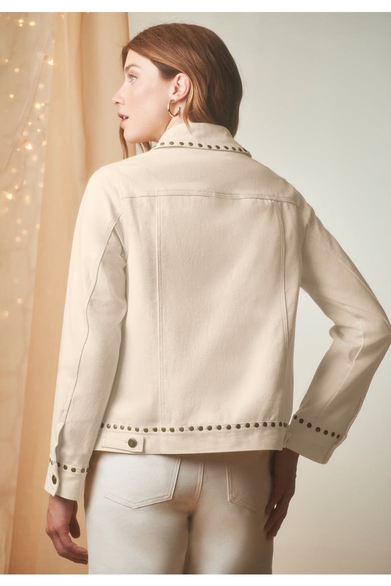 Classic Cotton Denim Jacket, Alternate, color, OATMEAL STUDS