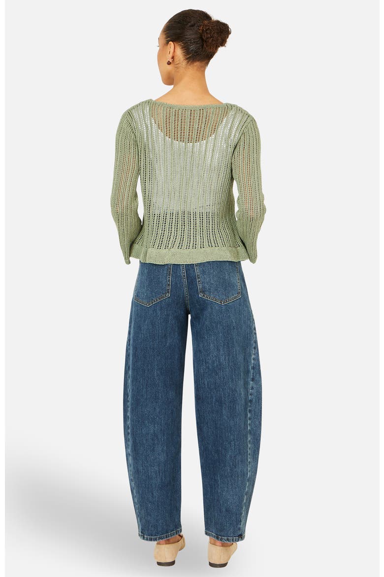 Tie Front Pointelle Cardigan, Alternate, color, Sage Green