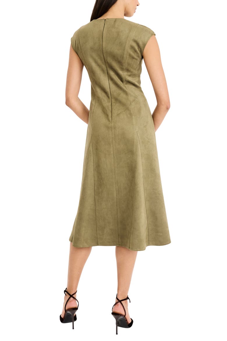 Sleeveless Faux Suede Midi Dress, Alternate, color, OLIVE