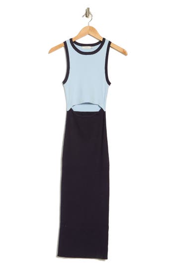 Lush Colorblock Cutout Midi Dress In Blue Navy