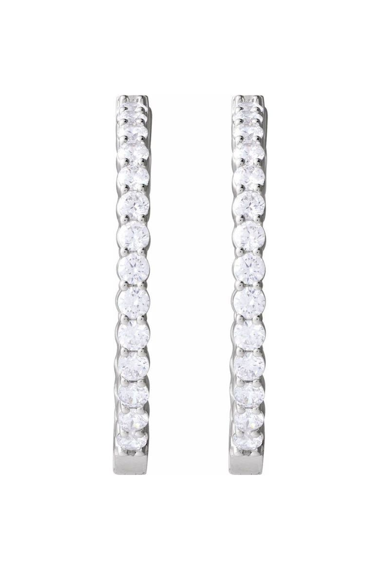 5 CT Lab-Grown Diamond Hoop Earrings in 14K Gold, Alternate, color, White