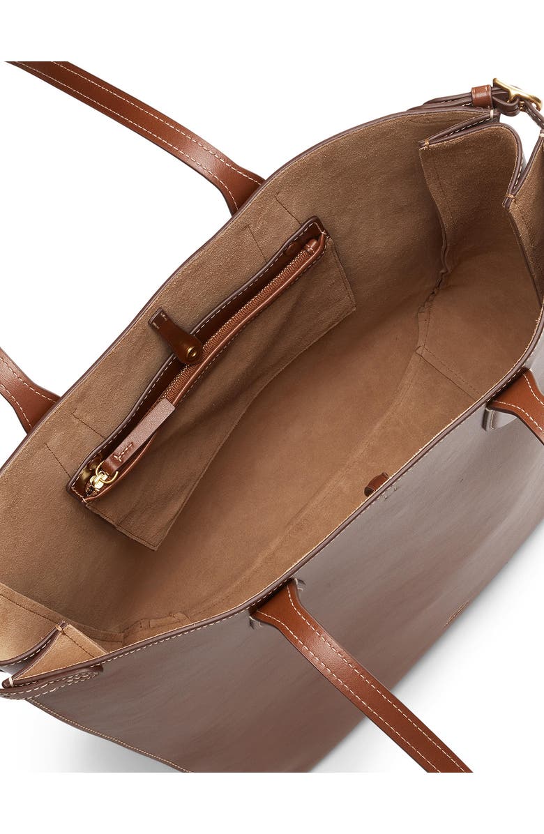 Polo Ralph Lauren Calfskin Leather Tote Bag, Alternate, color, Brown