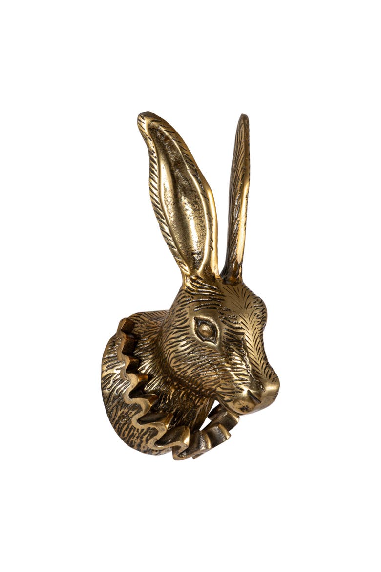 Rabbit Head with Ruff Collar Wall Décor, Main, color, Brass