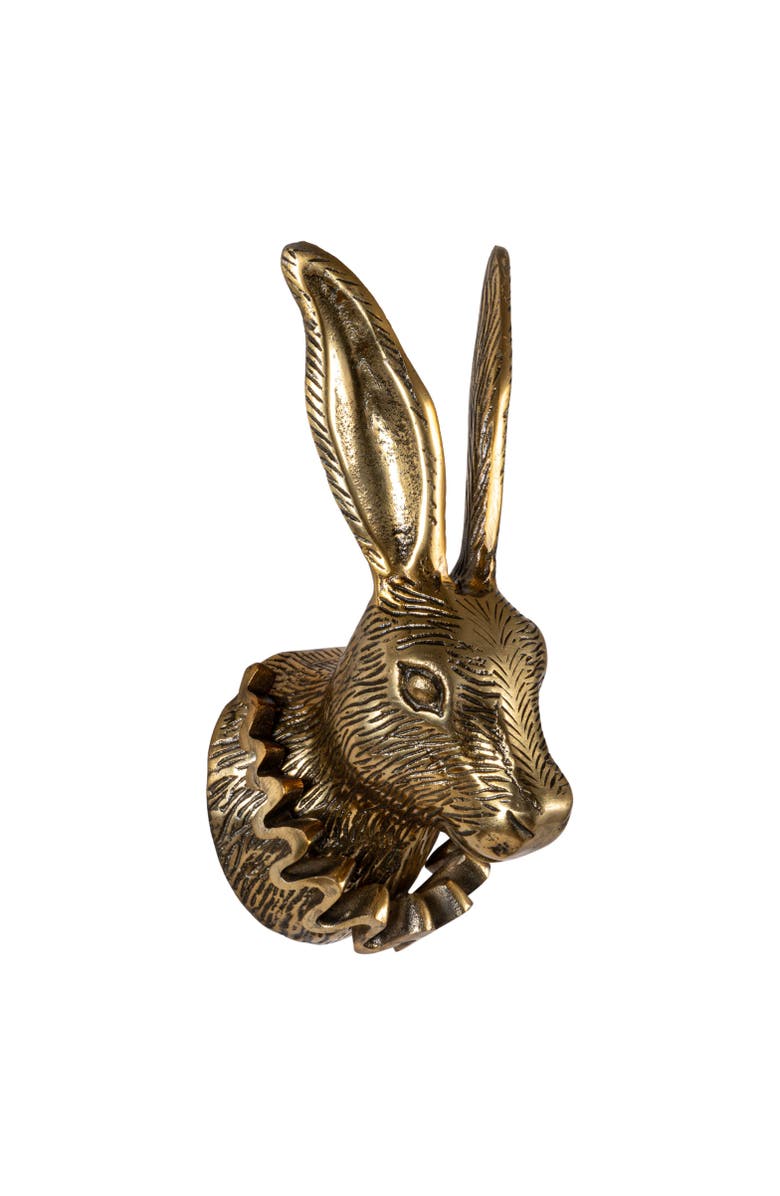 Storied Home Rabbit Head with Ruff Collar Wall Décor, Main, color, Brass
