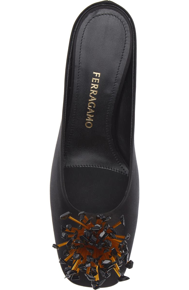 FERRAGAMO Safi Beaded Kitten Heel Mule, Alternate, color, Black