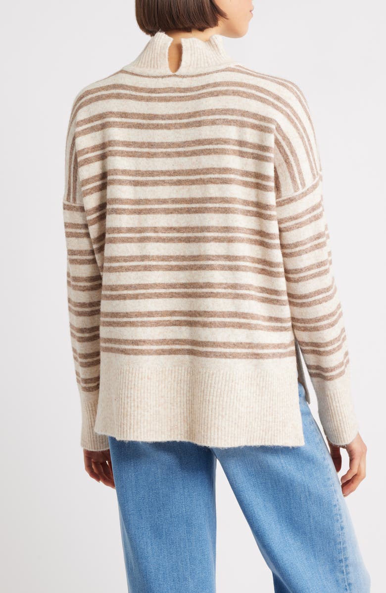 Hatley Double Stripe Mock Neck Sweater, Alternate, color, Cream