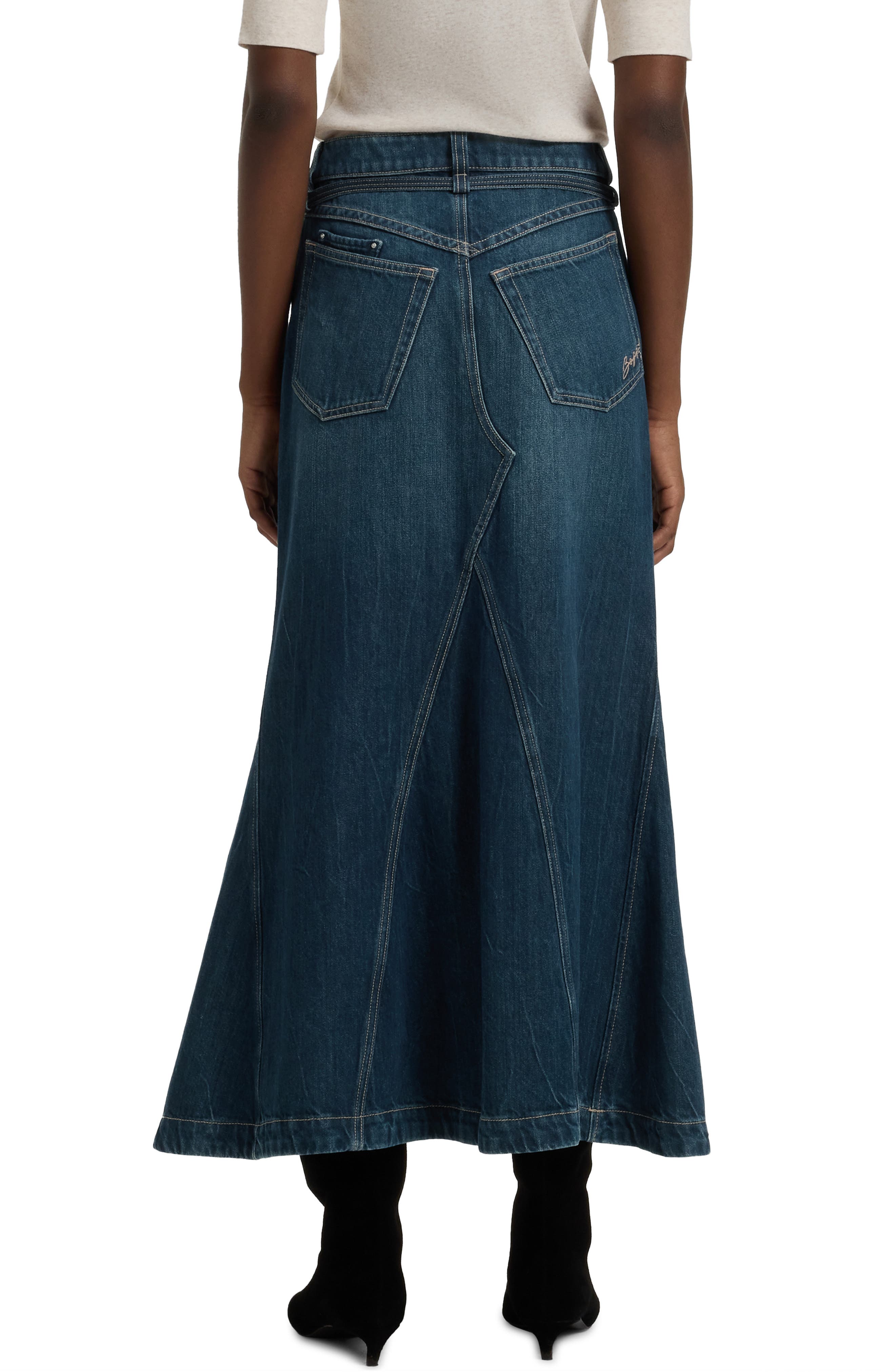 Peplum Denim Maxi Skirt - image 2