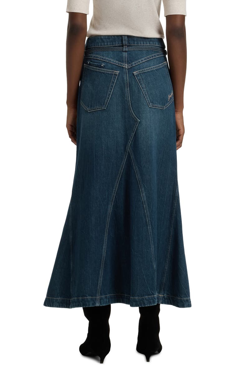 Peplum Denim Maxi Skirt, Alternate, color, GRN