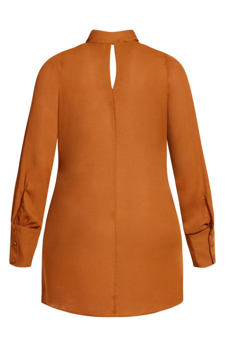 City Chic Tie Neck Long Sleeve Shift Dress, Alternate, color,