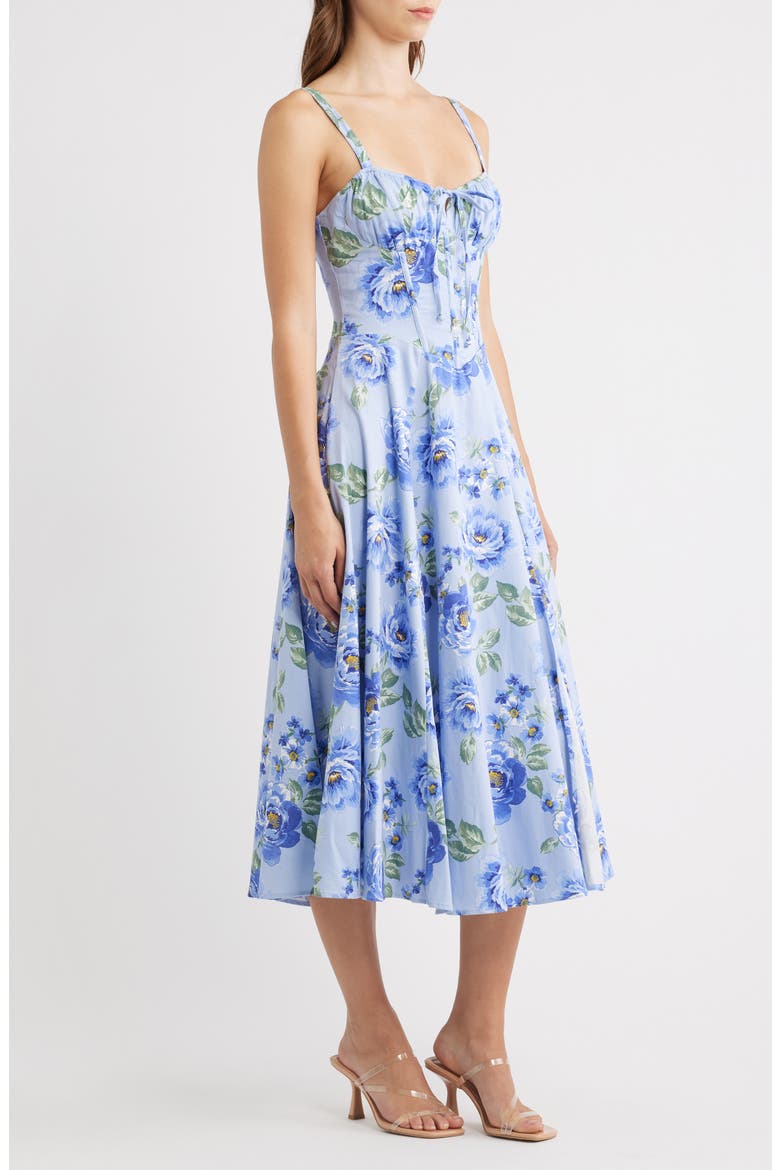 Print Tie Back Midi Dress, Alternate, color, PERRY