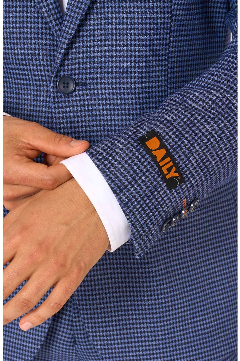 Daily Slim Fit Navy Herringbone Check Stretch Suit, Alternate, color, BLUE
