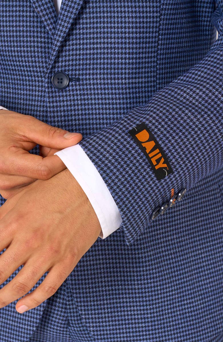 OppoSuits Daily Slim Fit Navy Herringbone Check Stretch Suit, Alternate, color, Blue