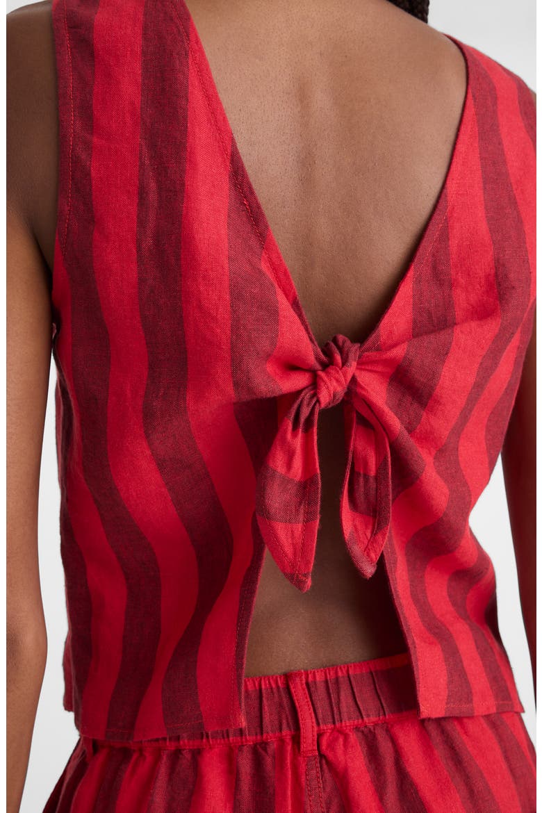 Tie-Back Linen Shell Top, Alternate, color, ENAMEL RED