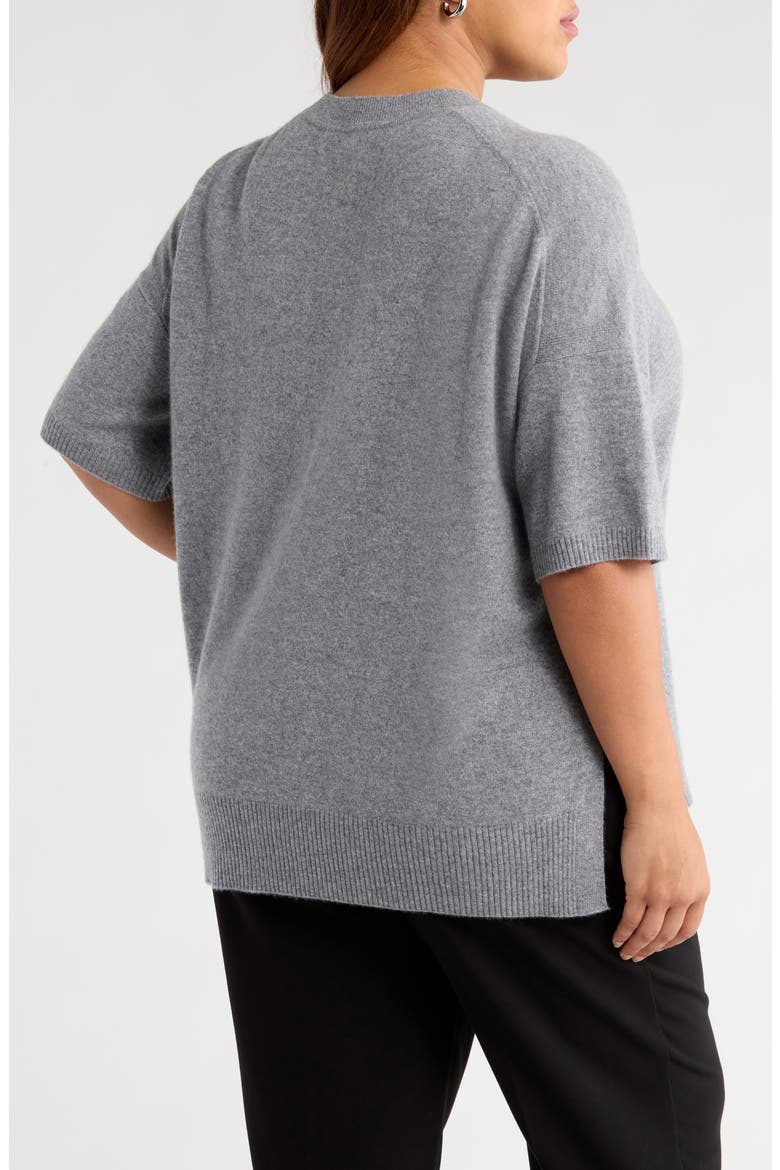 Short Sleeve Cashmere Sweater, Alternate, color, GREY NIGHT