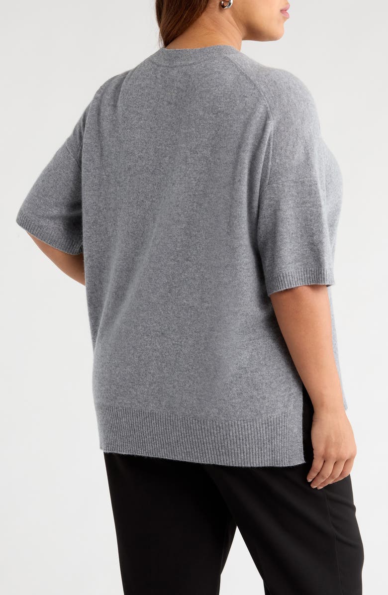 Nordstrom Short Sleeve Cashmere Sweater, Alternate, color, Grey Night