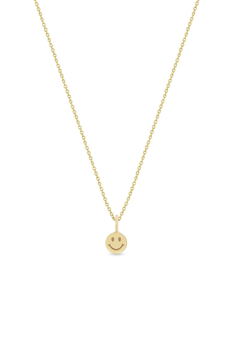 Midi Bitty Smiley Face Charm, Alternate, color, YELLOW GOLD