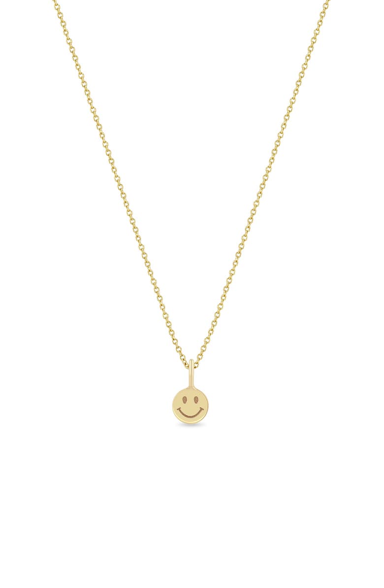 Zoë Chicco Midi Bitty Smiley Face Charm, Alternate, color, Yellow Gold