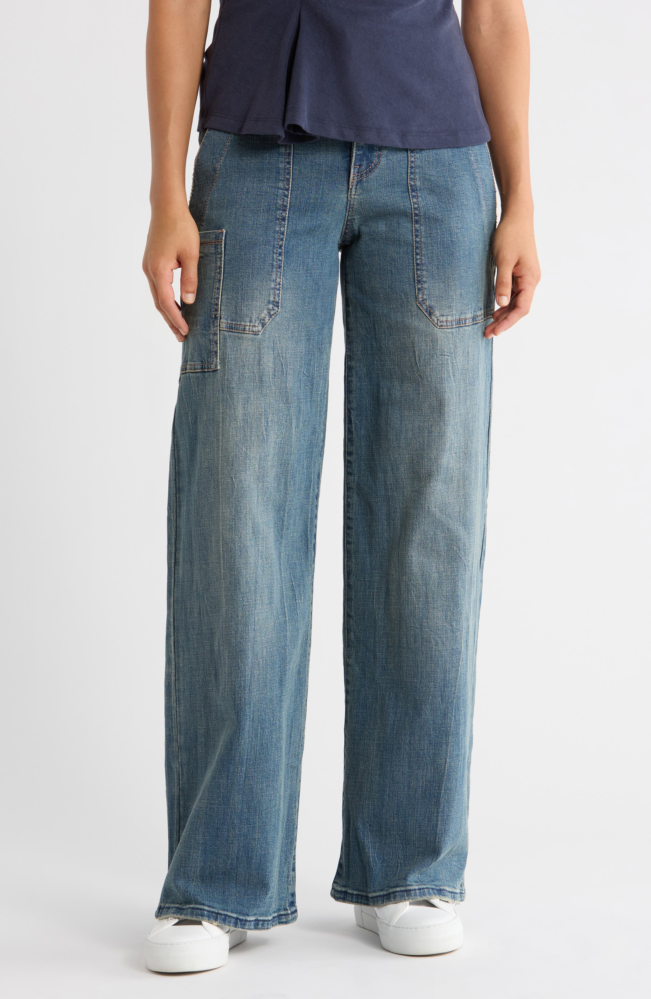 Democracy High Waist Porkchop Wide Leg Jeans