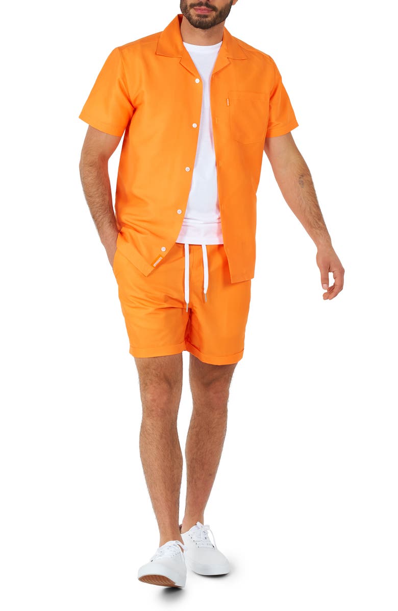 OppoSuits The Orange Short Sleeve Camp Shirt & Drawstring Shorts Set, Main, color, 