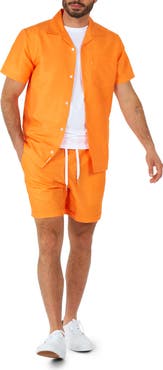 OppoSuits The Orange Short Sleeve Camp Shirt & Drawstring Shorts Set